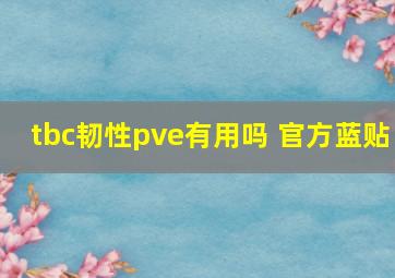 tbc韧性pve有用吗 官方蓝贴